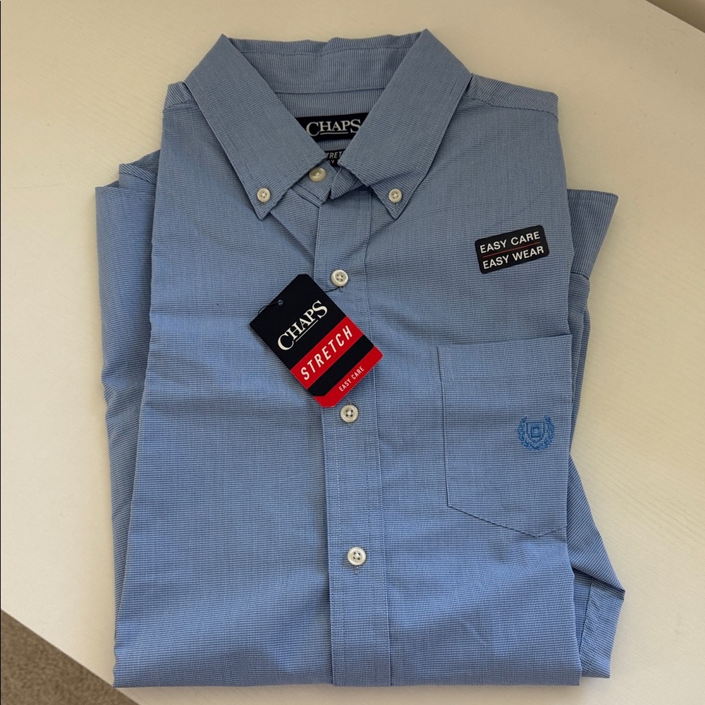 Chaps Men's Light Blue Casual Button Down Shirt